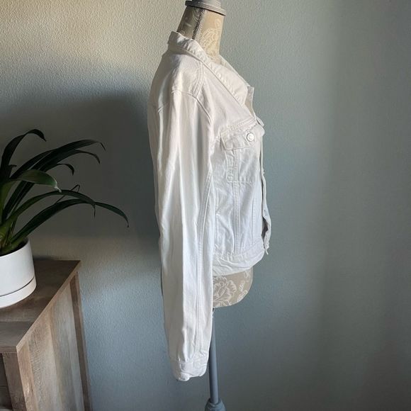 Anine Bing Cropped Denim Jacket in White - Picture 3 of 12